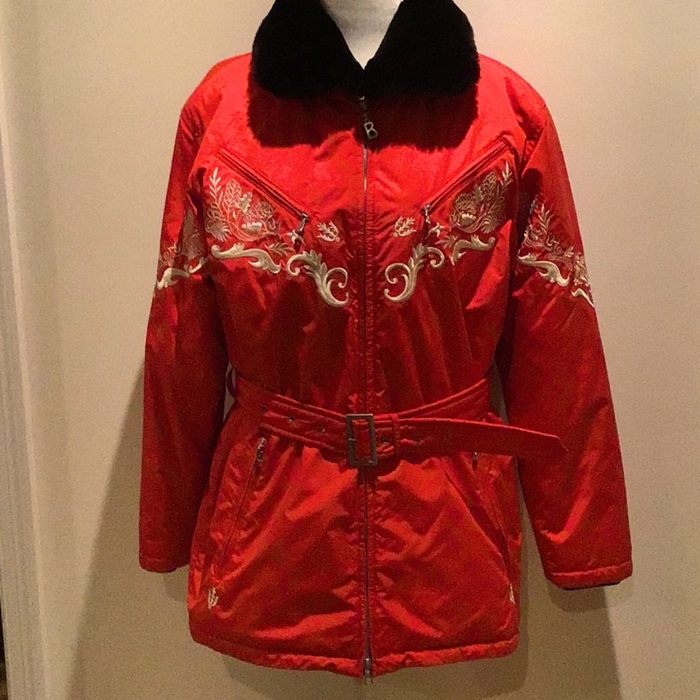 Bogner 2000’s Vintage Jacket with removable fur collar, belt and lots of details